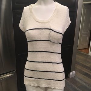 White with navy blue stripes top